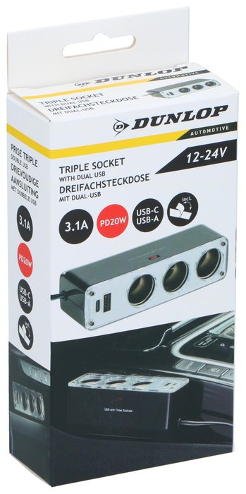 ENCHUFE TRIPLE MAS USB A/C DUNLOP
