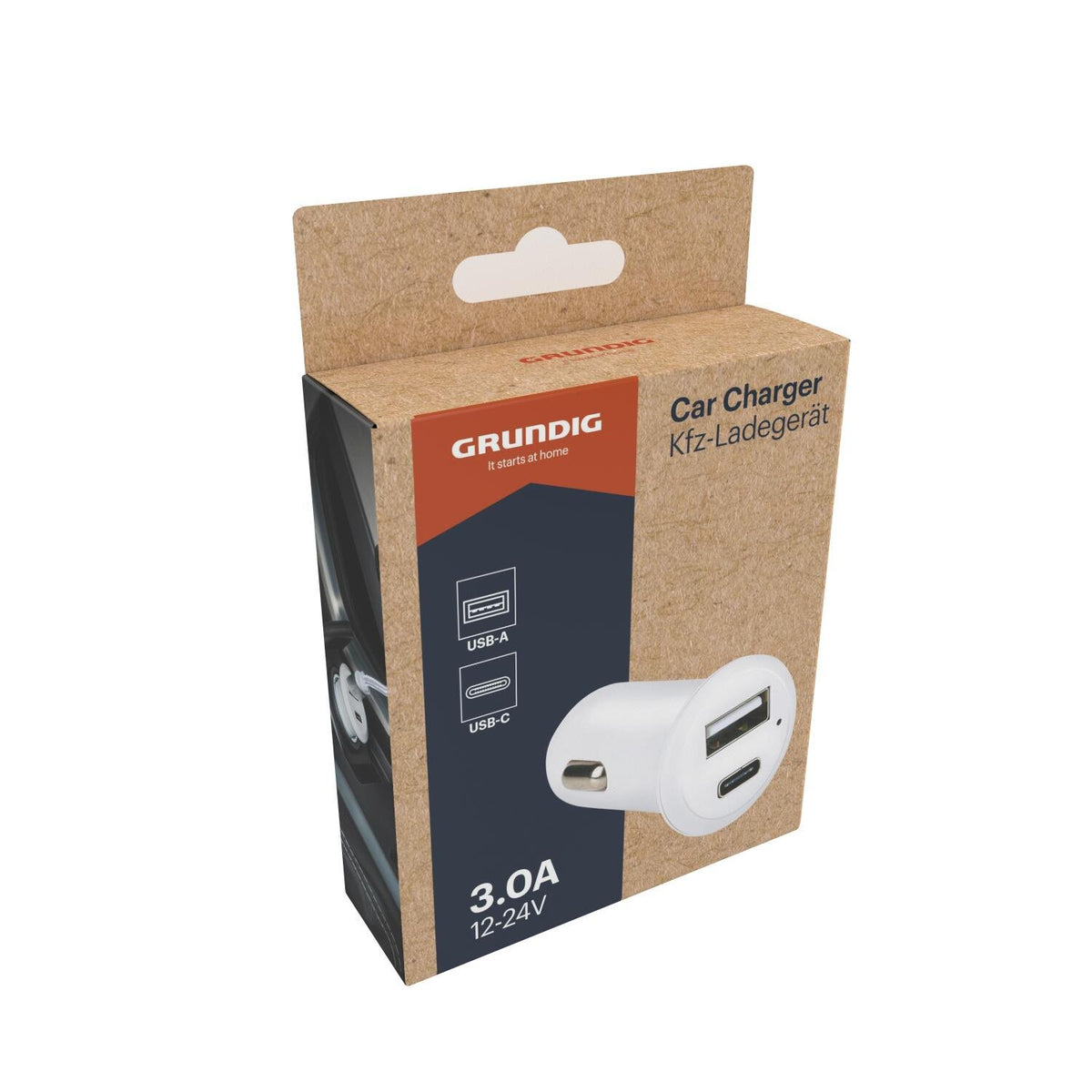 Cargador de coche Grundig USB-A y USB-C 3 A 12-24 V