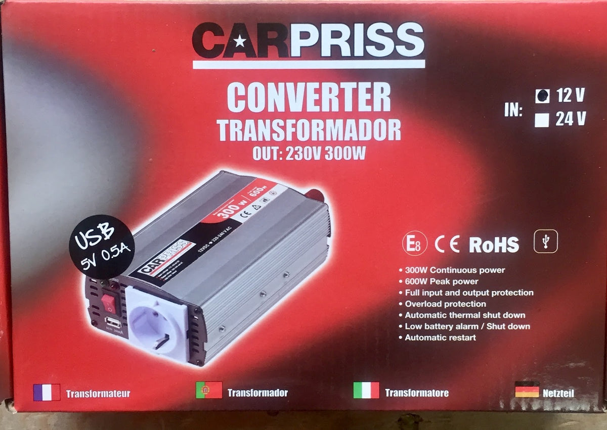 CONVERTIDOR 12V A 230V 300W CARPRISS