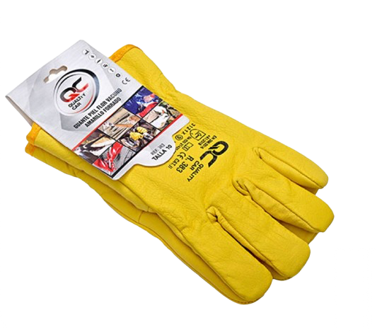 GUANTE PIEL AMARILLO FORRADO T10