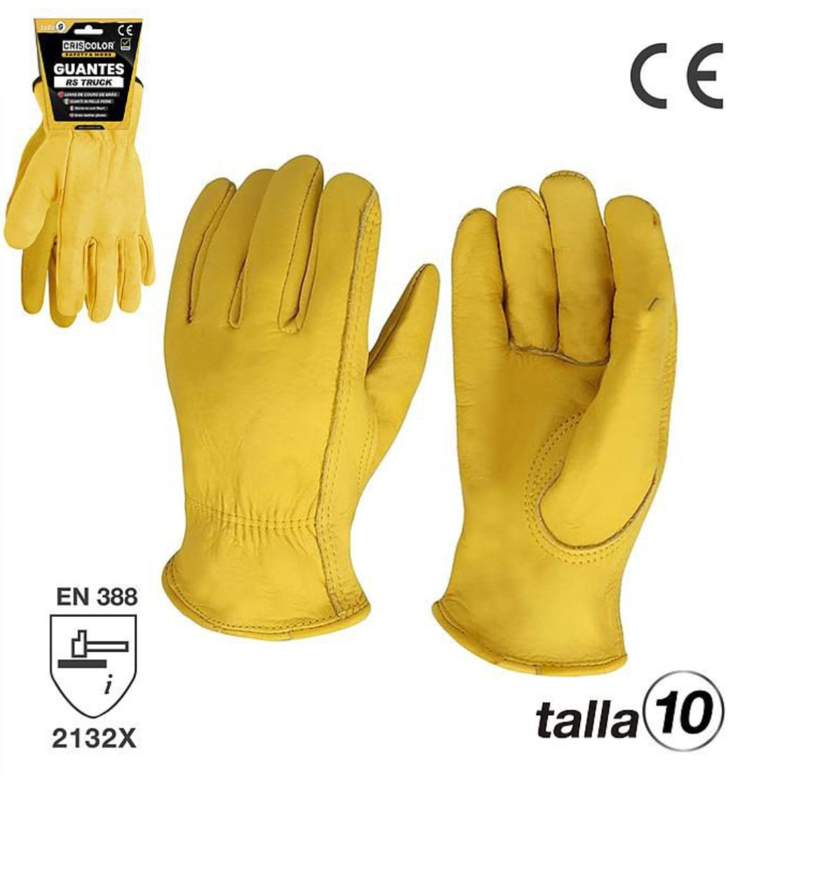 GUANTE PIEL AMARILLO T10