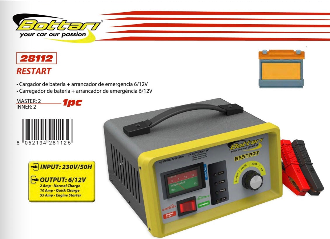 CARGADOR DE BATERIAS Y ARRANCADOR 10 AMP